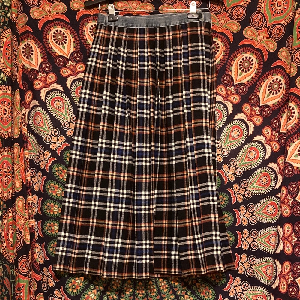Paul & Joe Plaid Pleated Midi Skirt